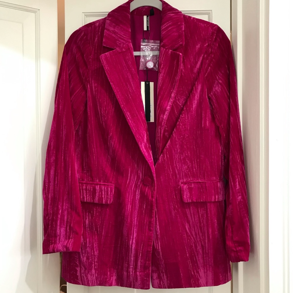 Topshop Hot Pink Velvet Blazer, NWT